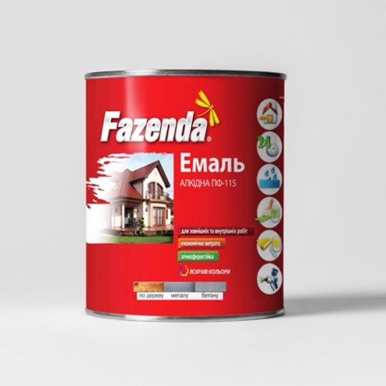 Емаль алкідна FAZENDA ПФ-115, глянець світло-блакитний, 2,8кг